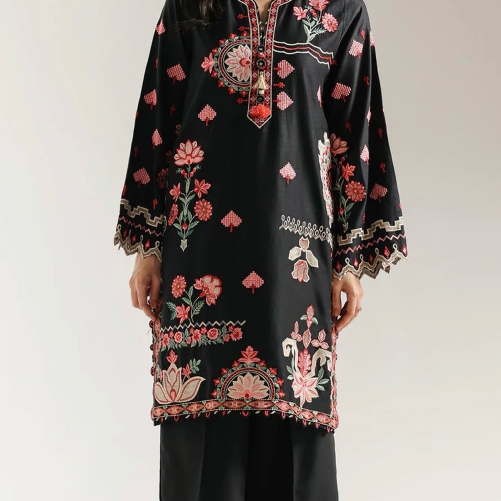 Black Tunic with Floral Embroidery - Picture 3 of 5